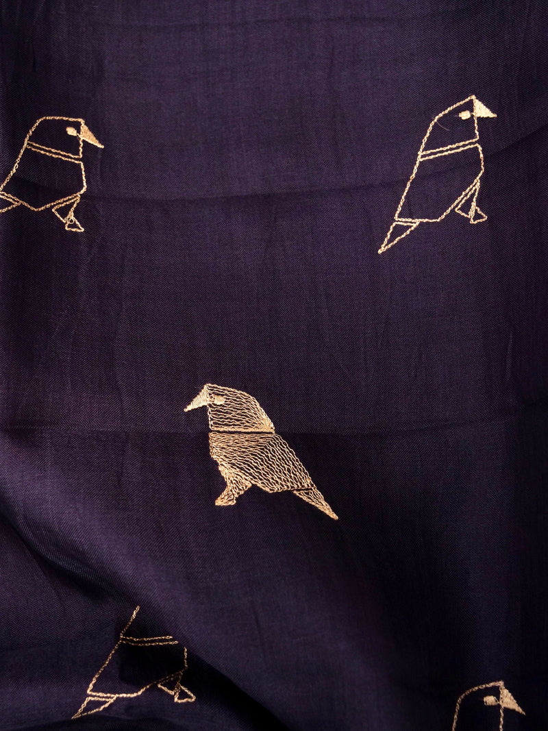 Handwoven Katan Silk Ink Blue Suit Set