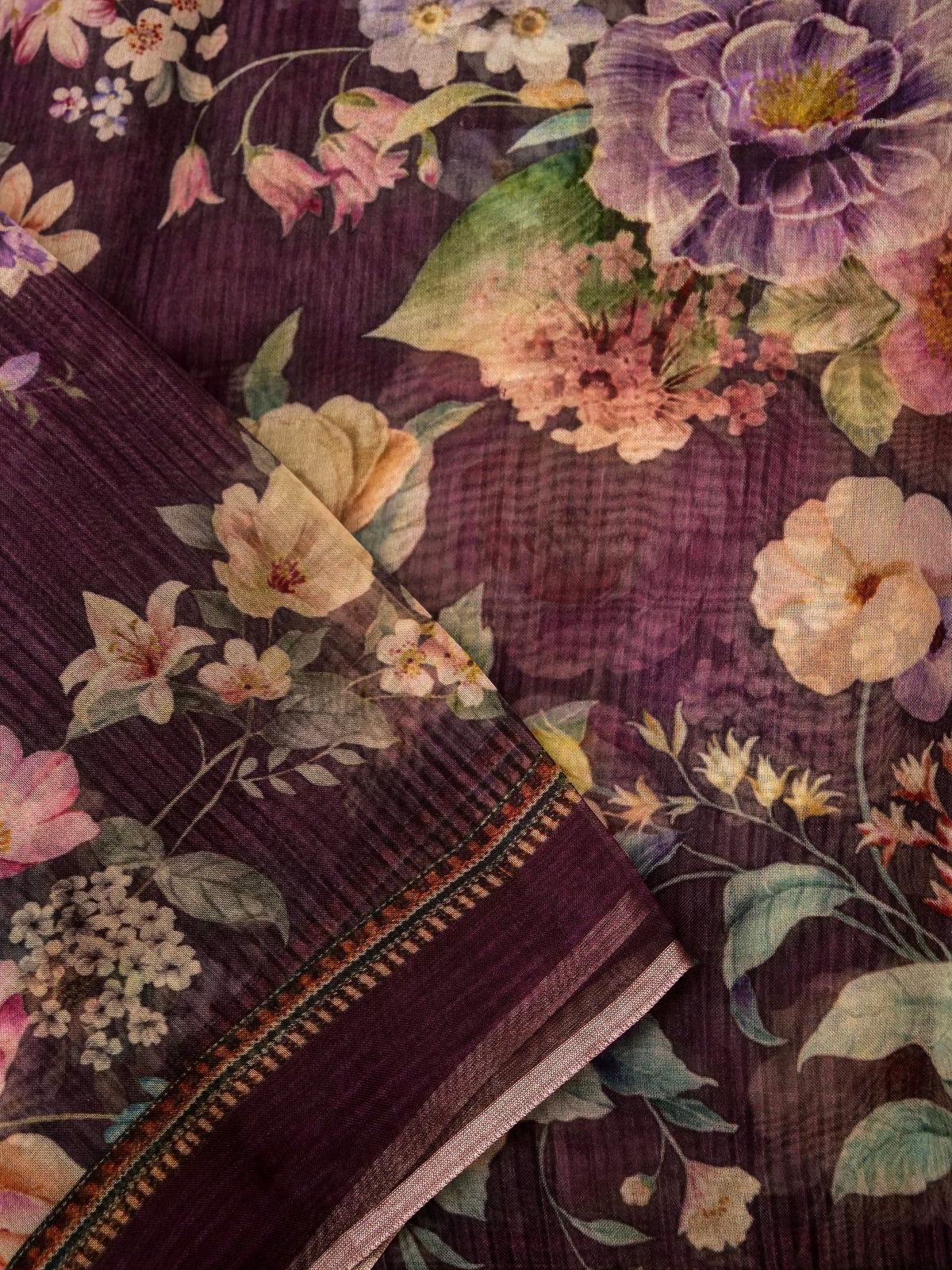 Handwoven Katan Silk plum Purple Suit Set