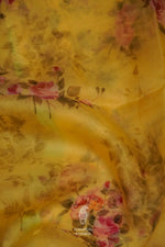 Lemon Yellow Organza Saree With Beautiful Self Resham Embroidery Border