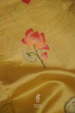 Handwoven Gold Muslin Silk Saree