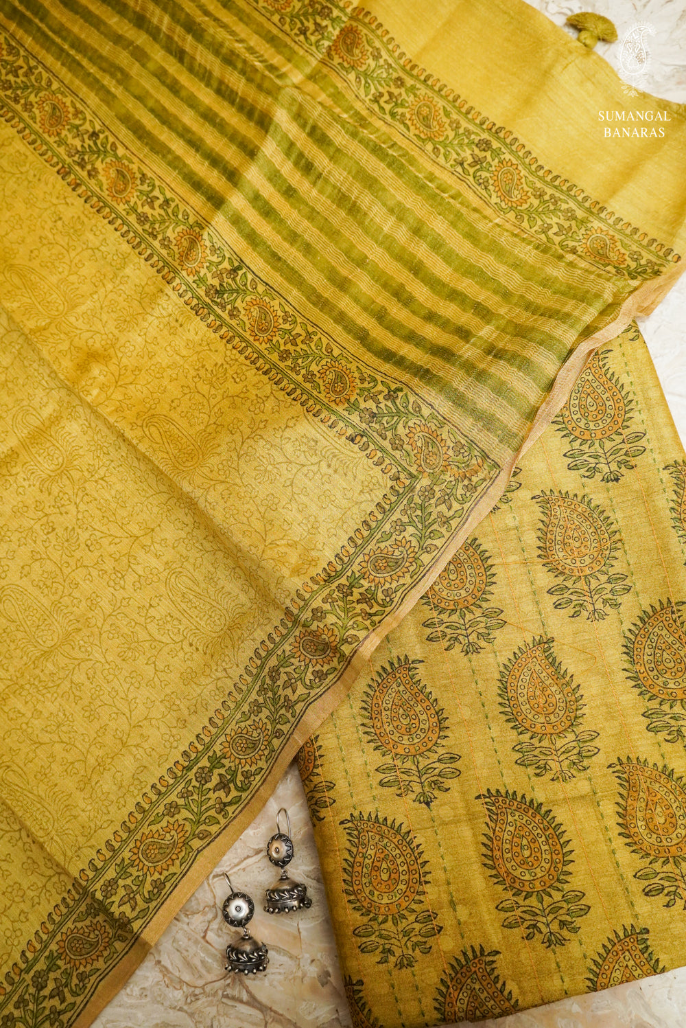 Handwoven Muslin Silk Light Green Suit Set