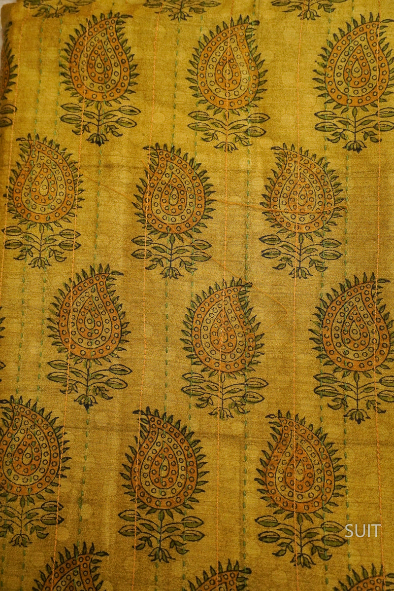 Handwoven Muslin Silk Light Green Suit Set