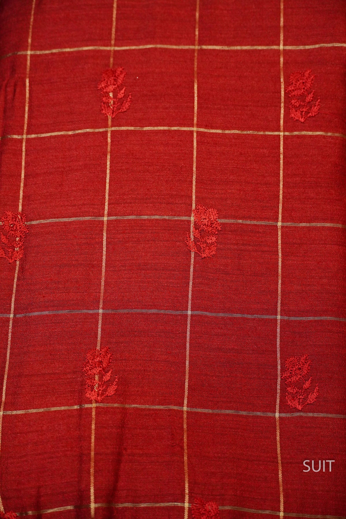 Kora Cotton Crimson Red Suit Set