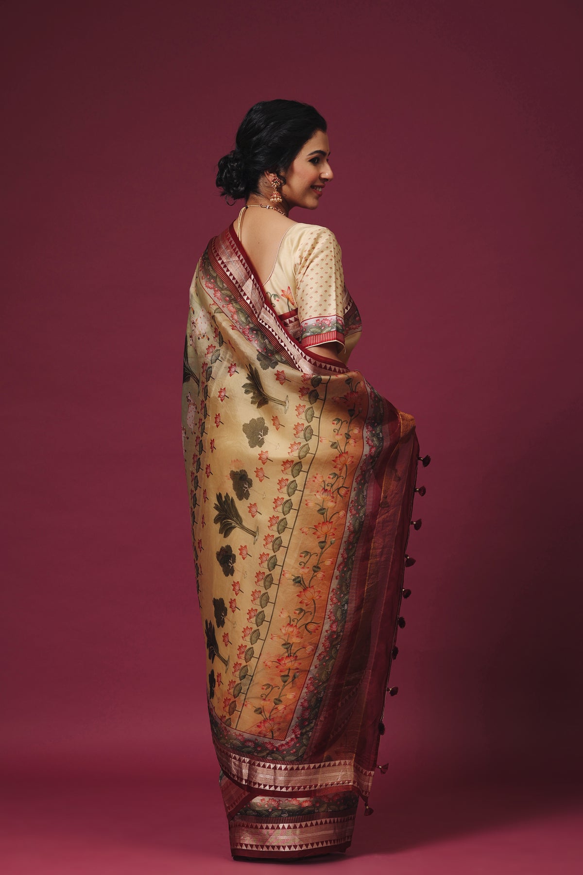 Gold Color Breezy Organza Saree
