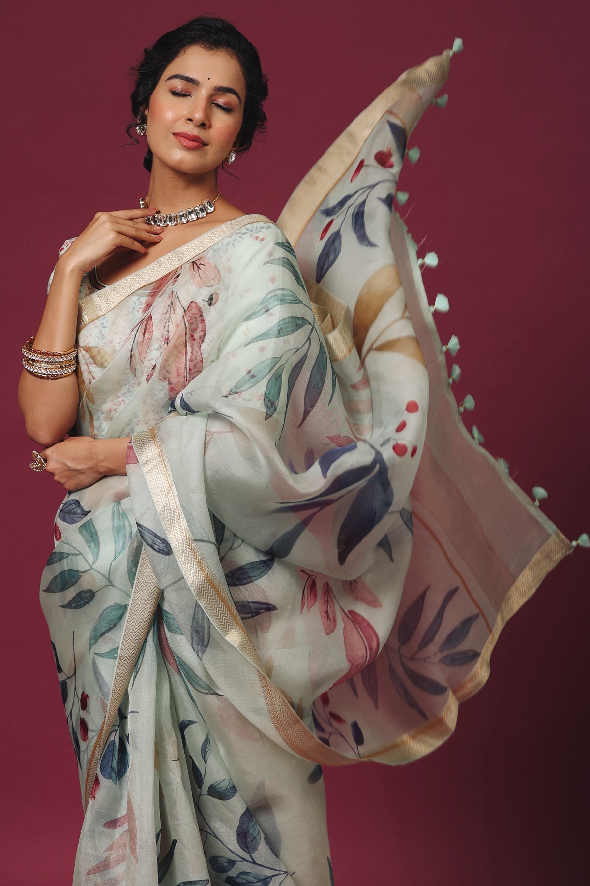 Sea Green Breezy Organza Saree