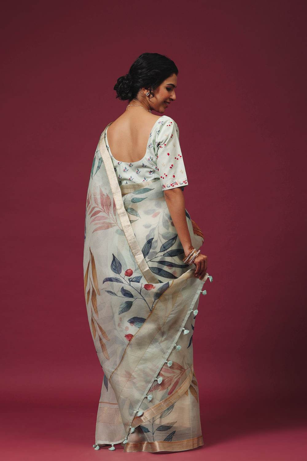 Sea Green Breezy Organza Saree