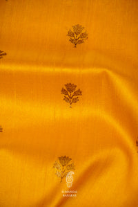 Handwoven Mustard Yellow Tussar Silk Saree