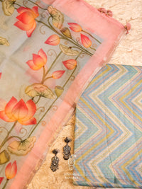Handwoven Muslin Silk Multicolor Suit Set
