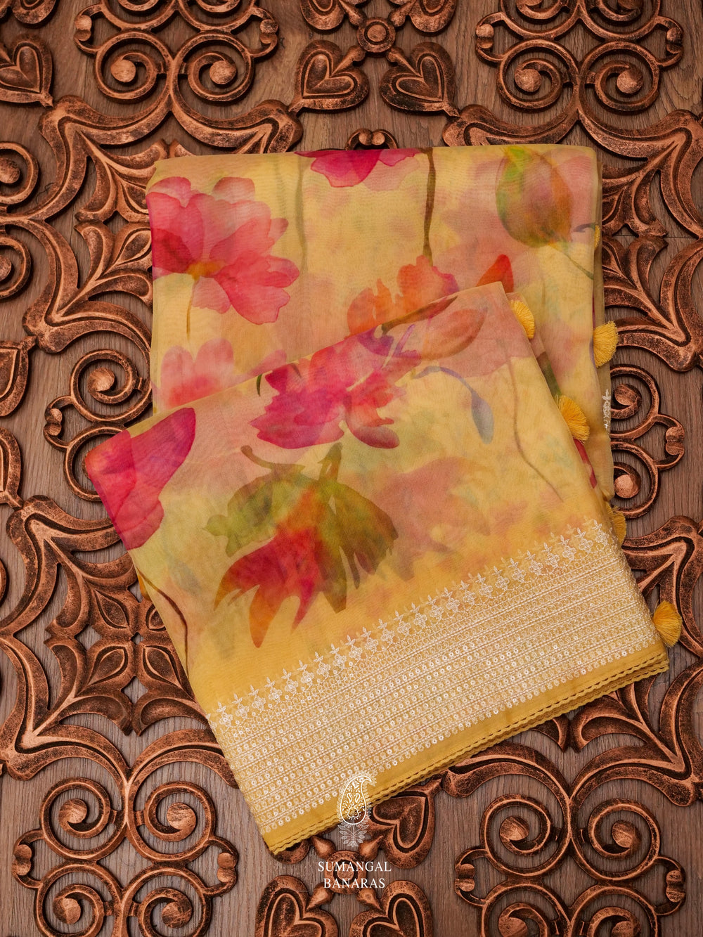 Butterscotch Yellow Breezy Organza Saree
