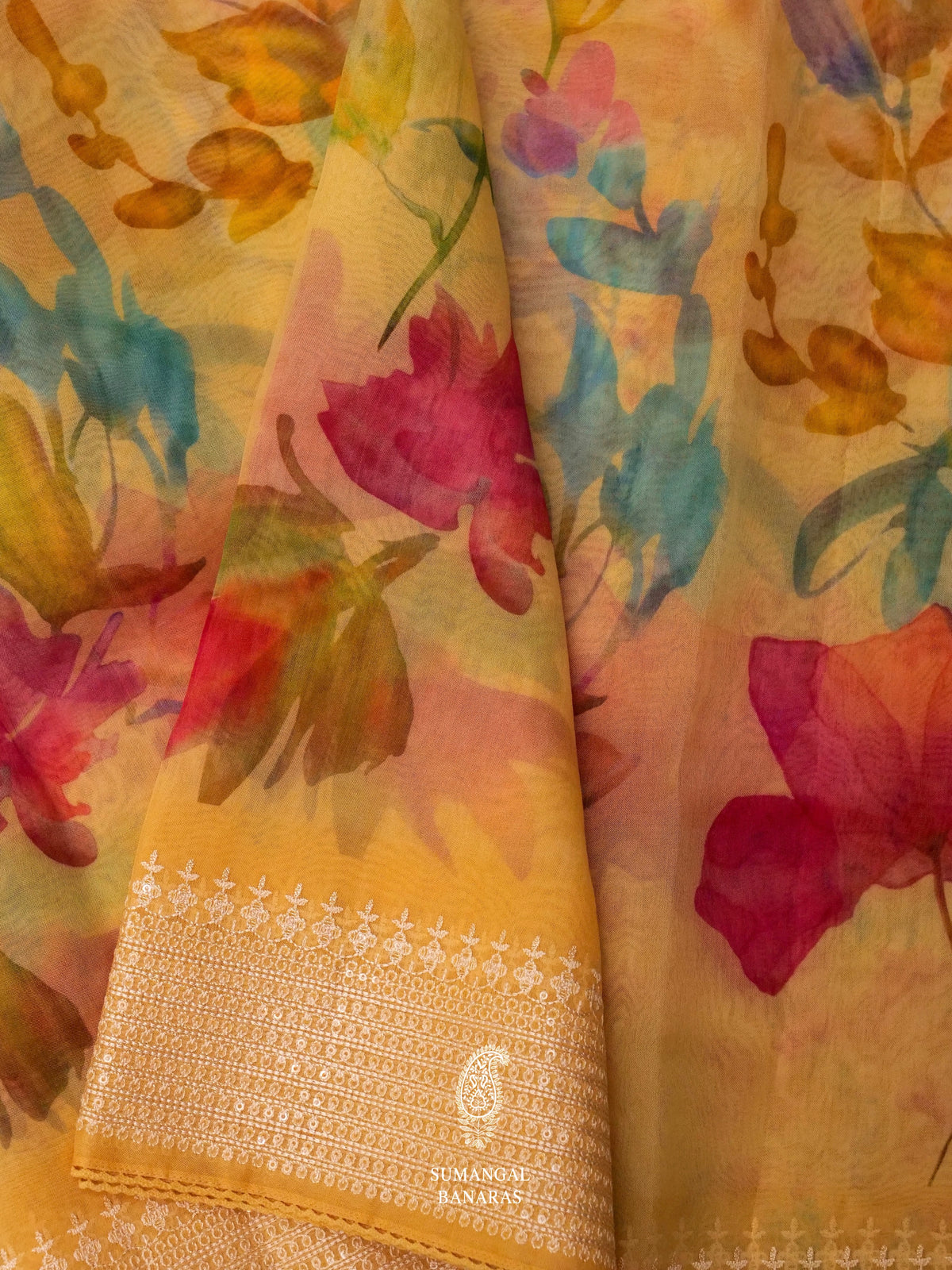 Butterscotch Yellow Breezy Organza Saree