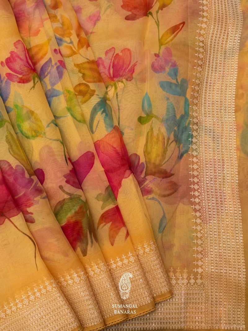 Butterscotch Yellow Breezy Organza Saree