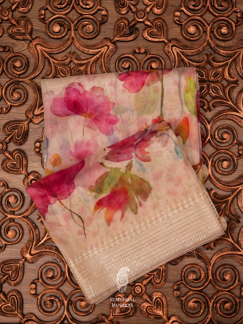 Powder Pink Breezy Organza Saree
