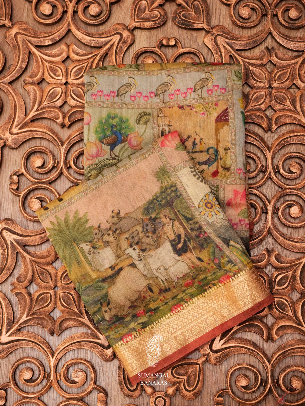 Handwoven Peach Muslin Silk Saree