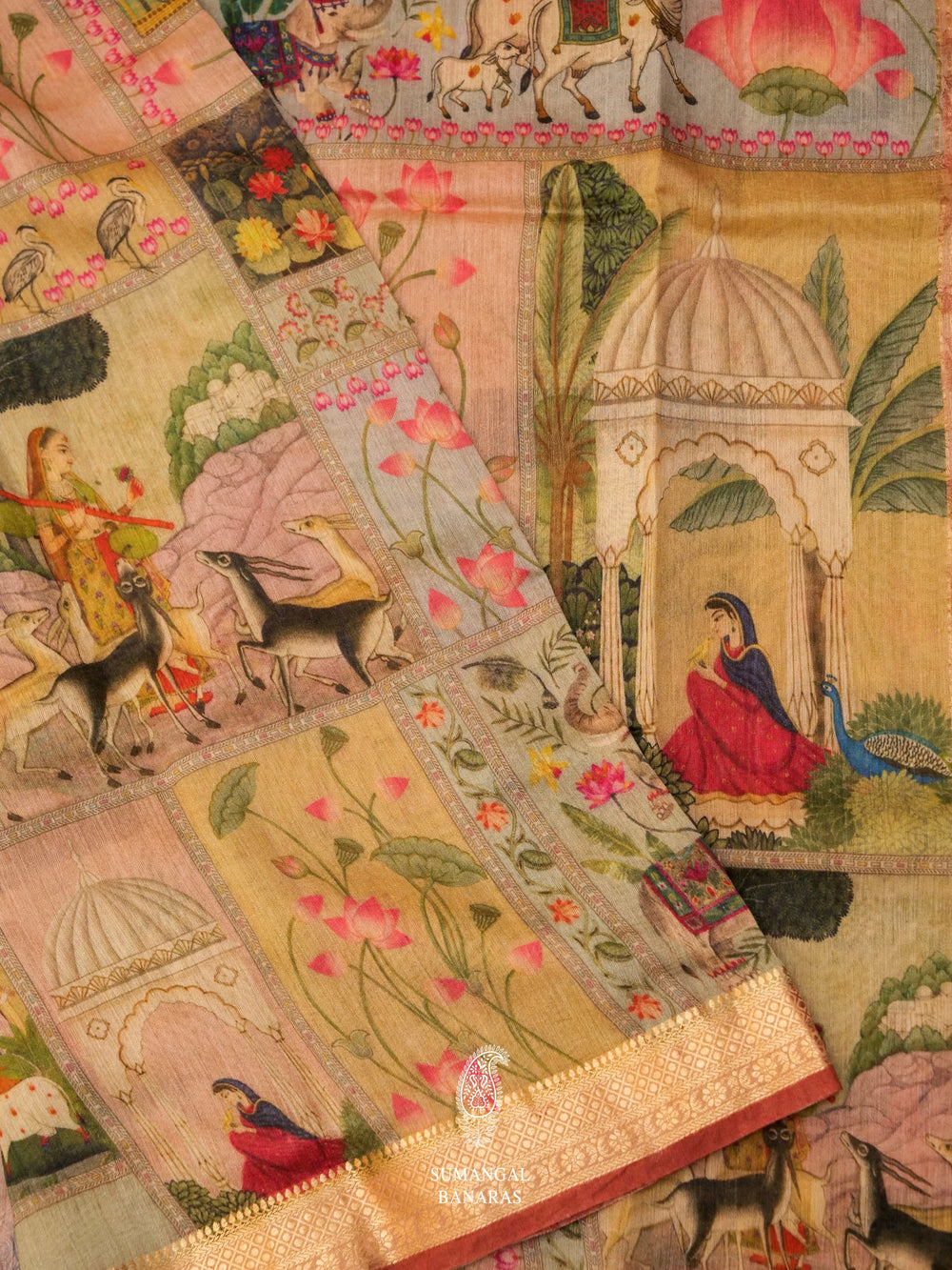 Handwoven Peach Muslin Silk Saree