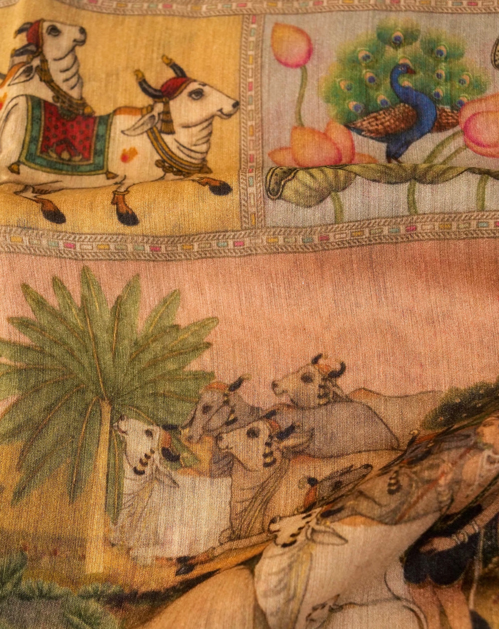 Handwoven Peach Muslin Silk Saree