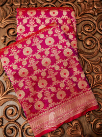 Handwoven Magenta Katan Silk Meenakari Saree