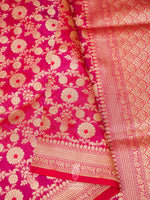 Handwoven Magenta Katan Silk Meenakari Saree
