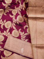 Handwoven Wine Purple Katan Silk Jangla Saree