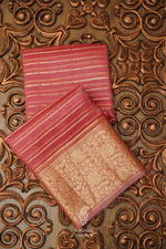 Handwoven Onion Pink Stripe Breezy Organza Saree