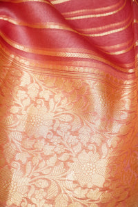 Handwoven Onion Pink Stripe Breezy Organza Saree