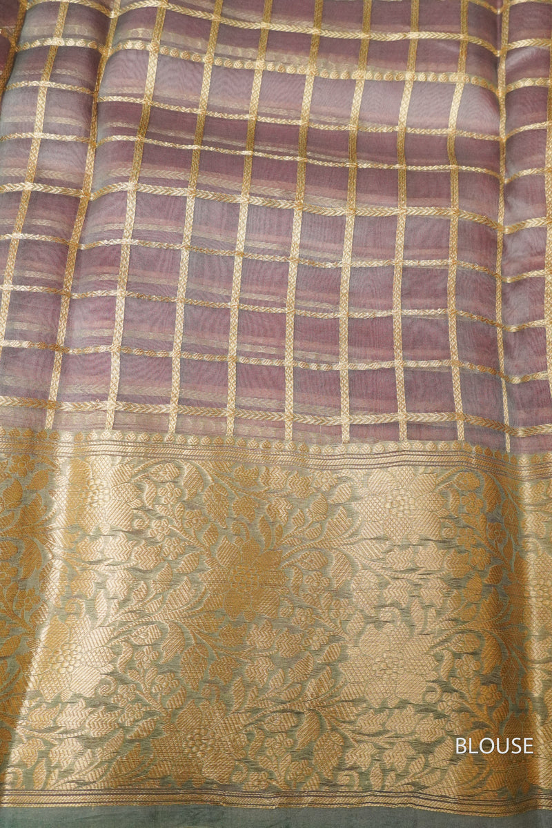 Handwoven Onion Pink Stripe Breezy Organza Saree