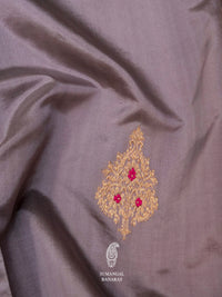 Handwoven Slate Grey Pure Katan Silk Saree
