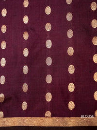Handwoven Mystical Maroon Banarsi Stripe Katan Silk Saree