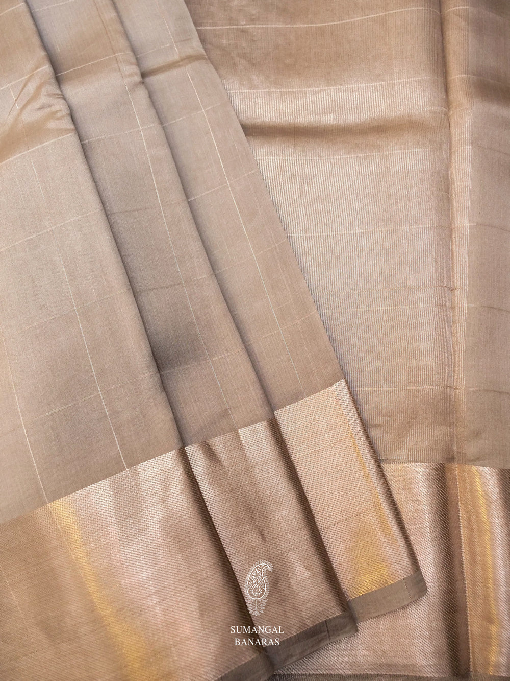 Handwoven Slate Grey Banarsi Katan Silk Saree