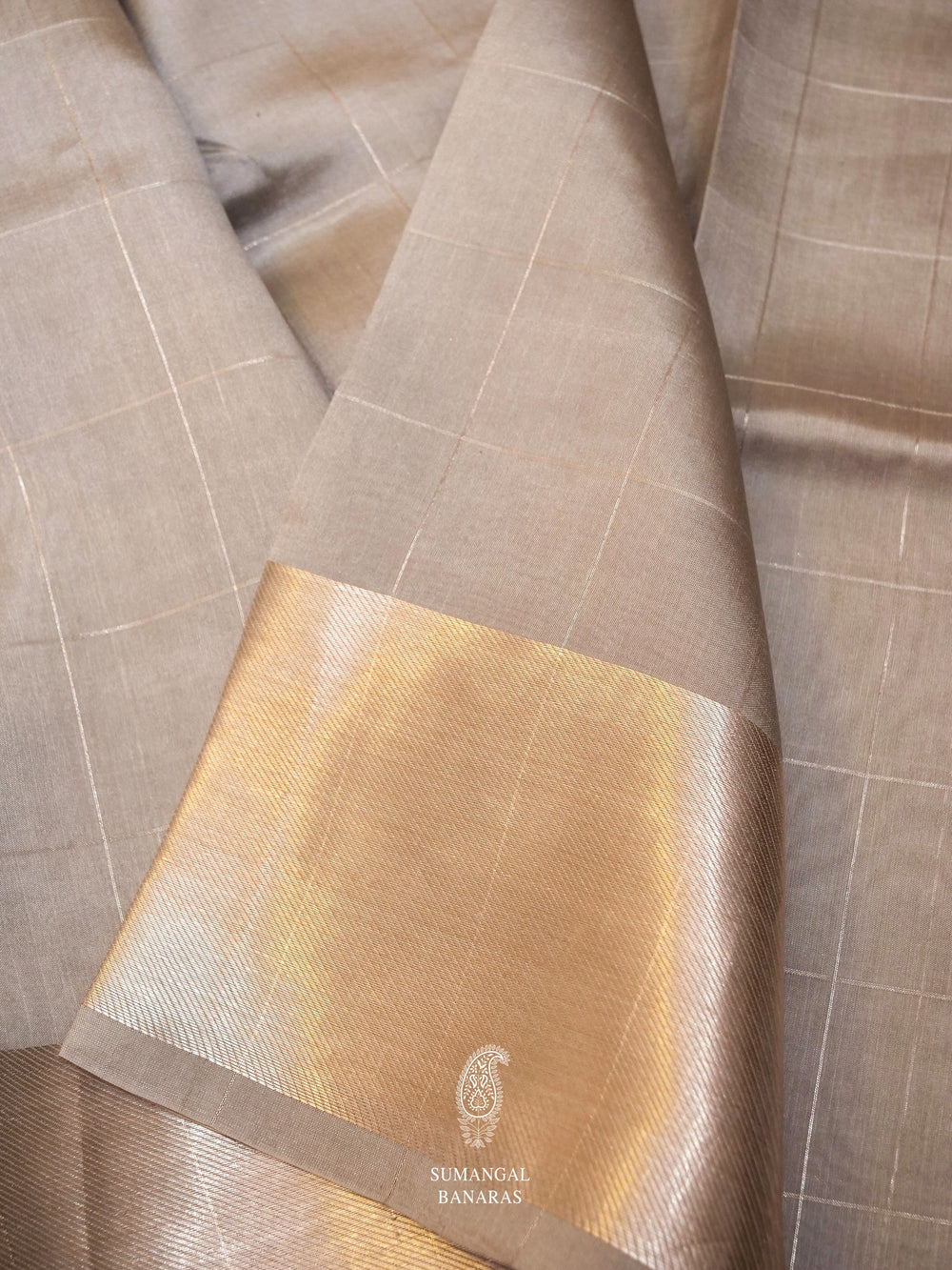 Handwoven Slate Grey Banarsi Katan Silk Saree