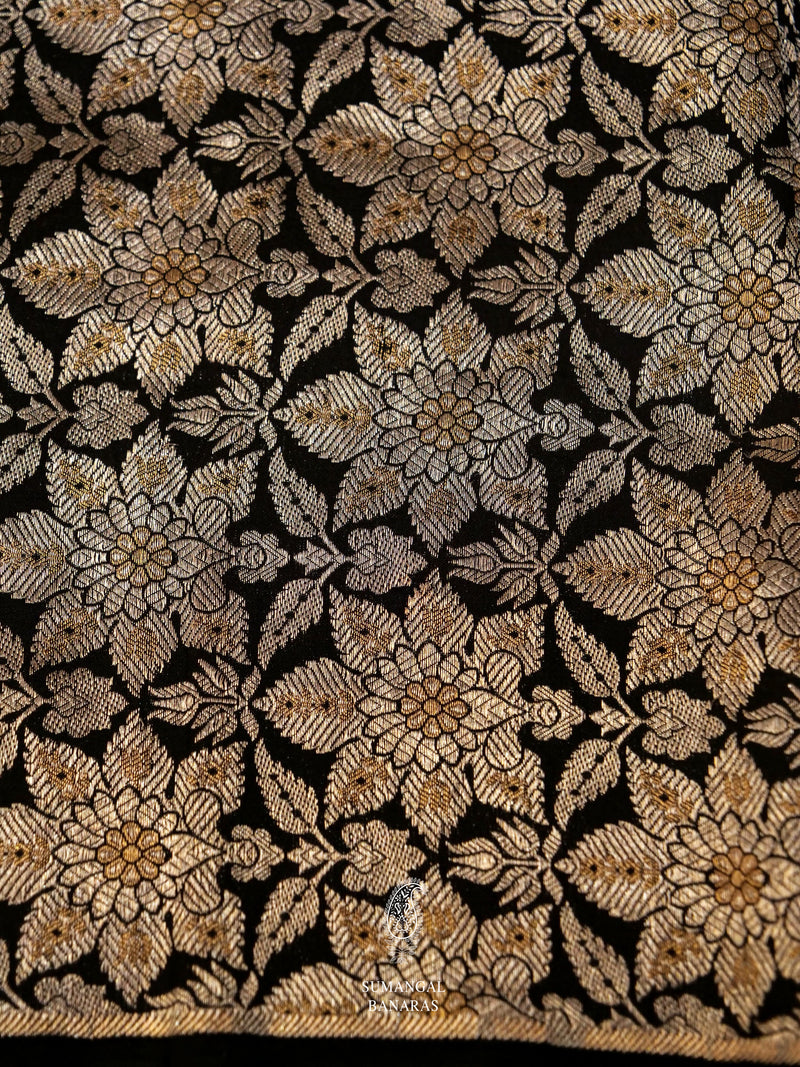 Handwoven Slate Grey Banarsi Katan Silk Saree