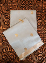 Handwoven Powder Grey Banarsi Katan Silk Saree