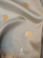 Handwoven Powder Grey Banarsi Katan Silk Saree