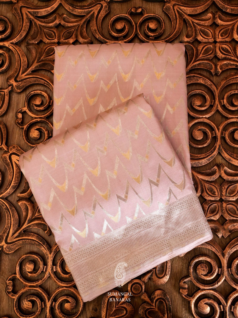 Handwoven Blush Pink Banarsi Katan Silk Saree