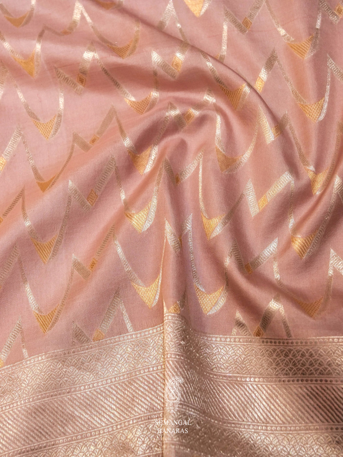 Handwoven Blush Pink Banarsi Katan Silk Saree