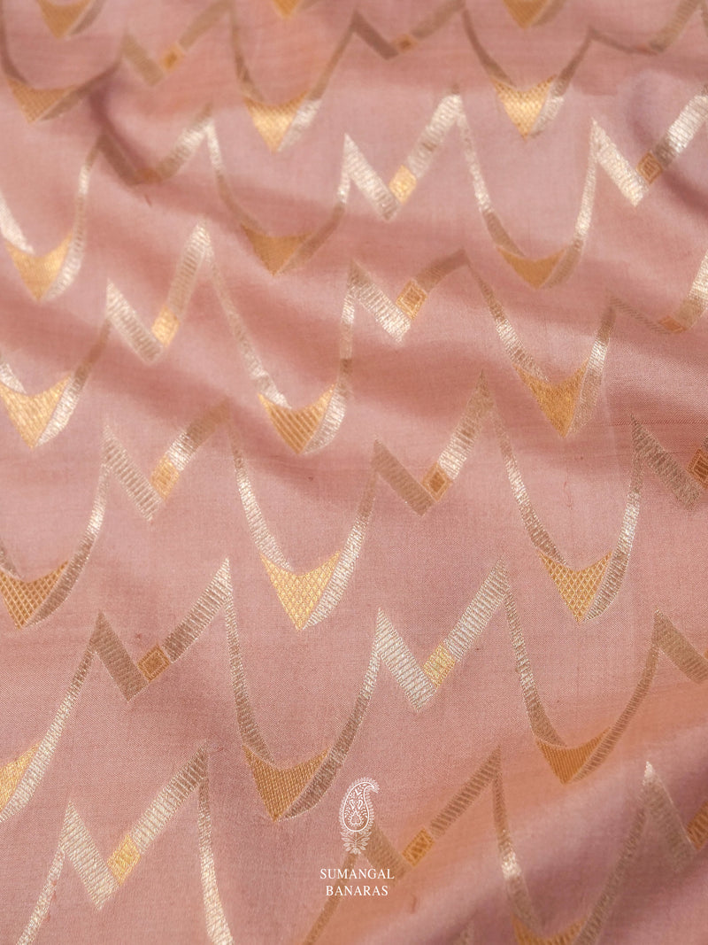 Handwoven Blush Pink Banarsi Katan Silk Saree