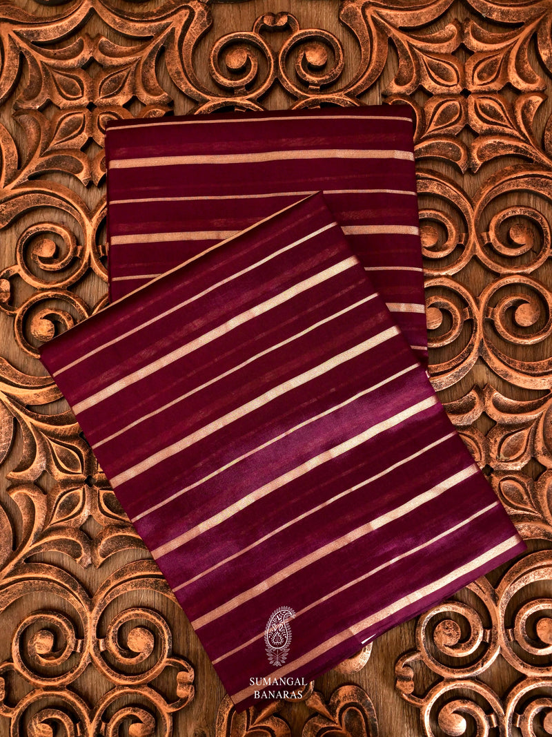 Handwoven Hot Maroon Banarsi Katan Silk Saree