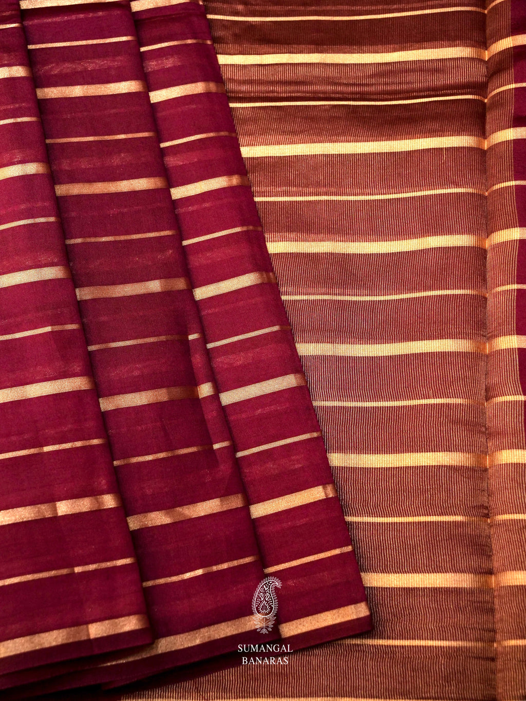 Handwoven Hot Maroon Banarsi Katan Silk Saree
