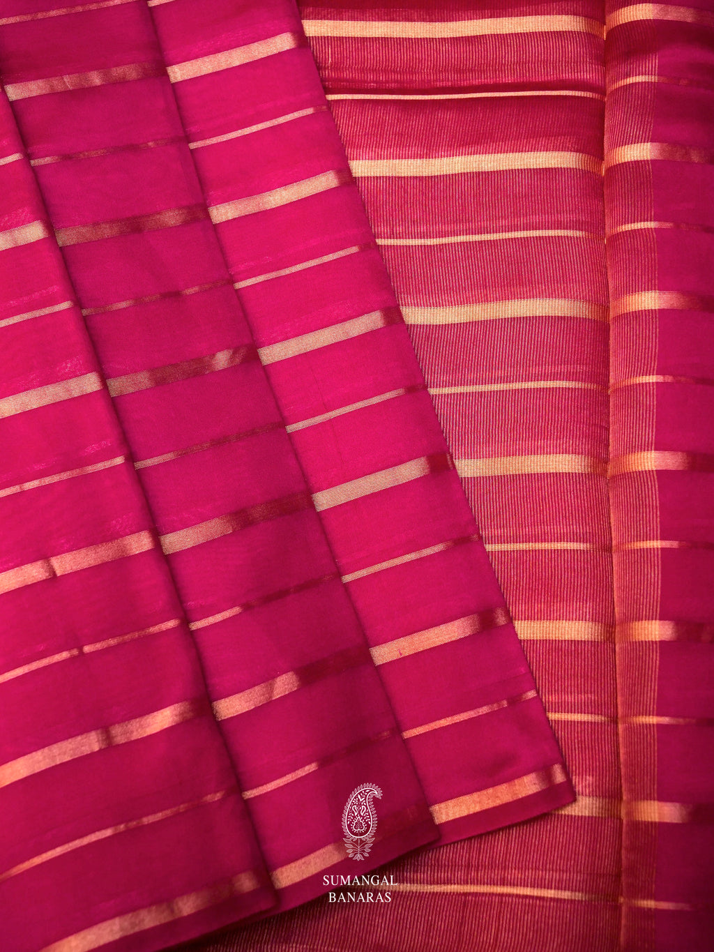 Handwoven  Hot Pink Banarsi Katan Silk Saree