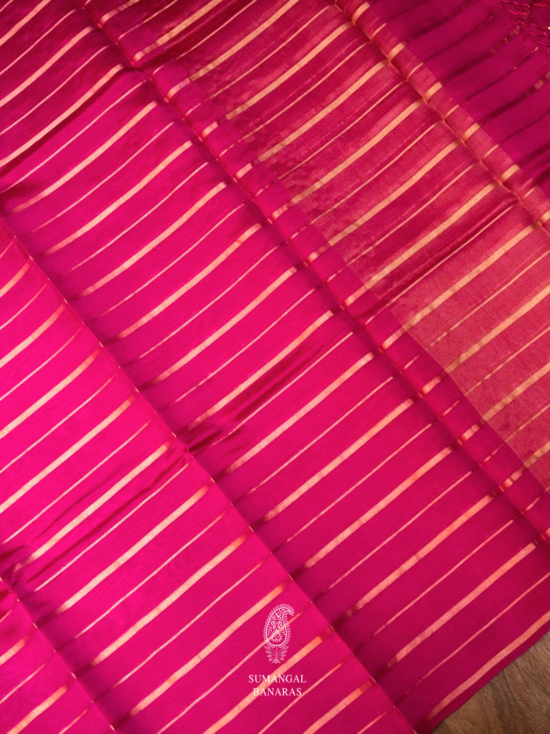 Handwoven  Hot Pink Banarsi Katan Silk Saree