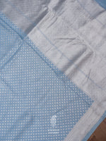 Handwoven Powder Grey Banarasi Linen Silk Saree
