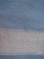 Handwoven Powder Grey Banarasi Linen Silk Saree