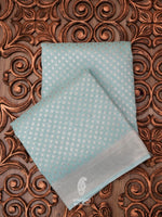 Handwoven Powder Blue Banarsi Pure Linen Silk Saree