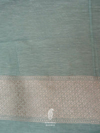 Handwoven Powder Blue Banarsi Pure Linen Silk Saree