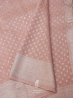 Handwoven Powder Pink Pure Linen Silk Saree