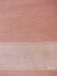 Handwoven Powder Pink Pure Linen Silk Saree