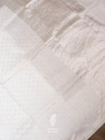 Handwoven Off White Pure Linen Silk Saree