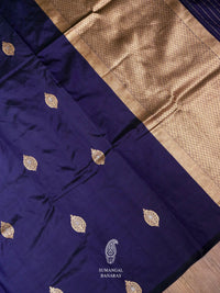 Handwoven Royal Blue Banarsi Katan Silk Saree