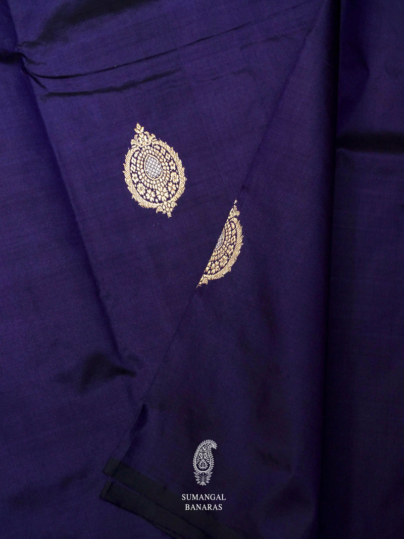 Handwoven Royal Blue Banarsi Katan Silk Saree