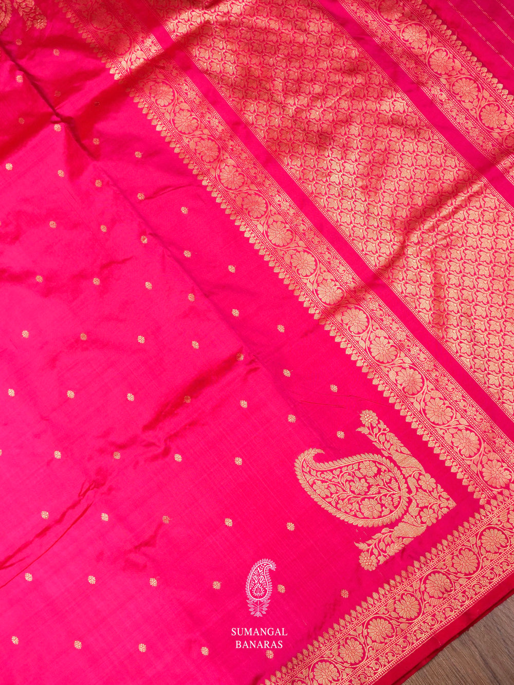 Handwoven Hot Pink Pure Katan Silk Banarsi Saree