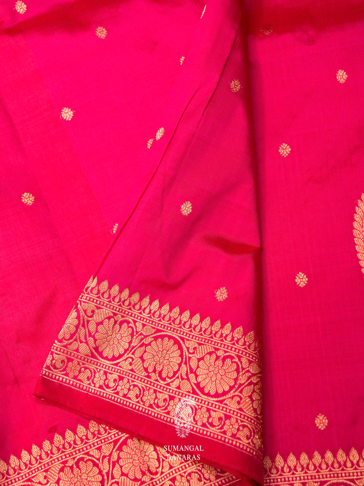 Handwoven Hot Pink Pure Katan Silk Banarsi Saree